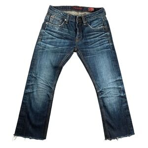 Japanese Selvedge Denim Jeans Men 30x26 Straight Distress Thrashed‎ Leg Openings